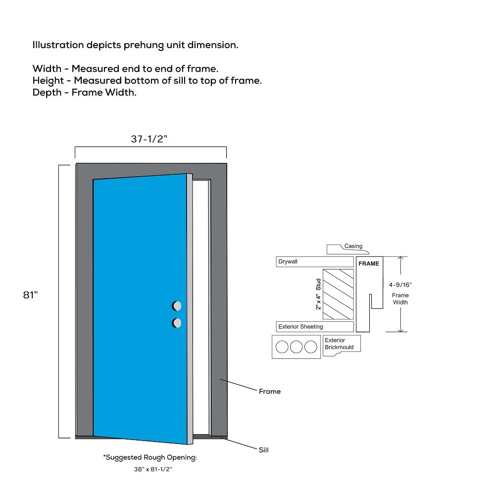 Primed Right Hand Outswing Prehung Steel Door 36"x80" O460375