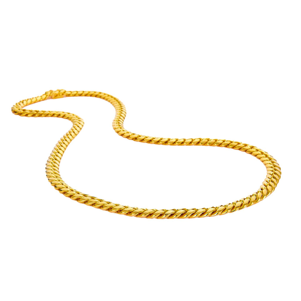 14k Yellow Gold Solid Cuban Curb Chain Necklace C578