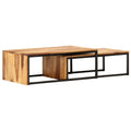 Brown Set of 2 Solid Sheesham Wood Rectangular Nesting Coffee Table F5381
