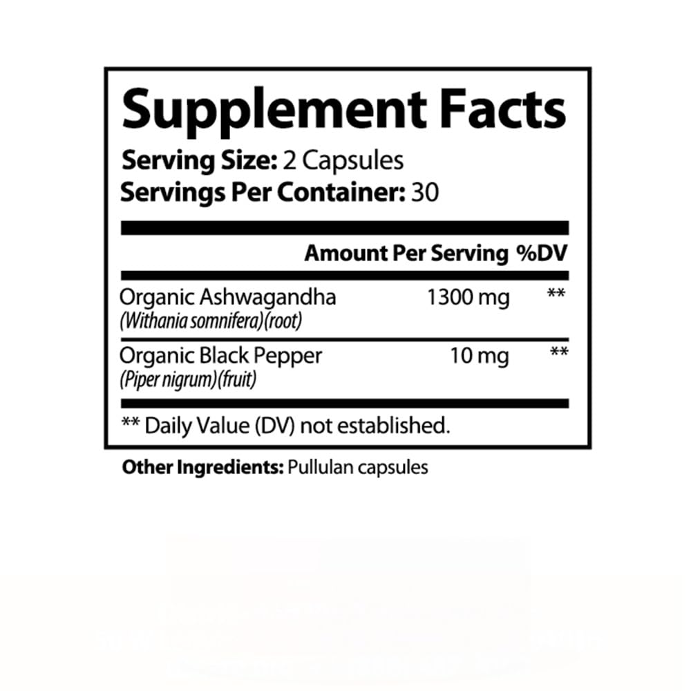 Ashwagandha with Black Pepper Extract 60 Veggie Capsules W917294
