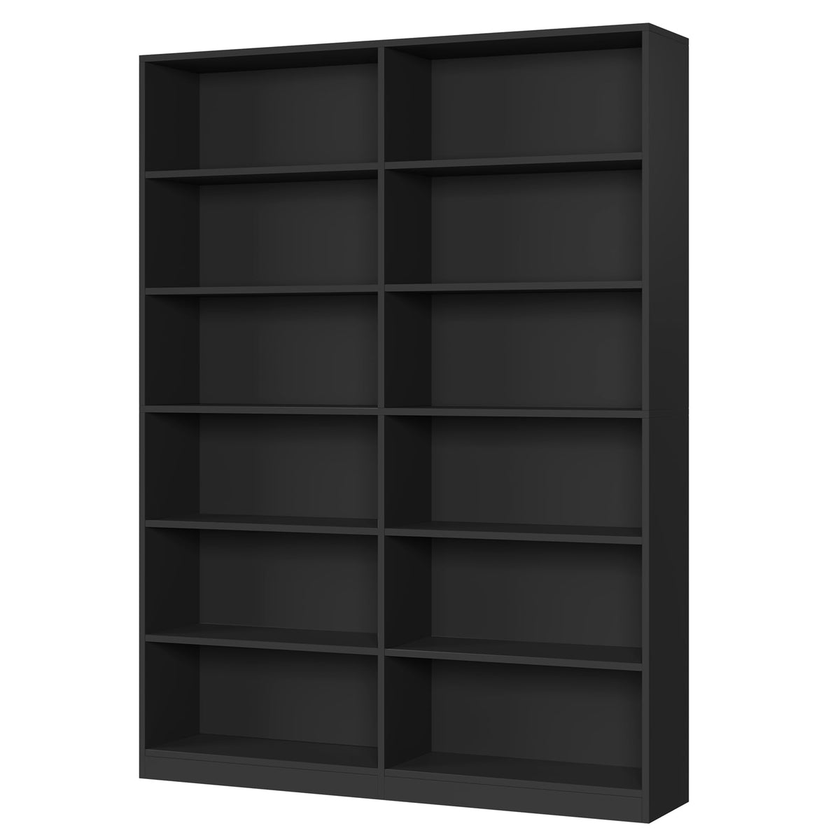 Black 6-Tier Double Wide Bookshelf S5866