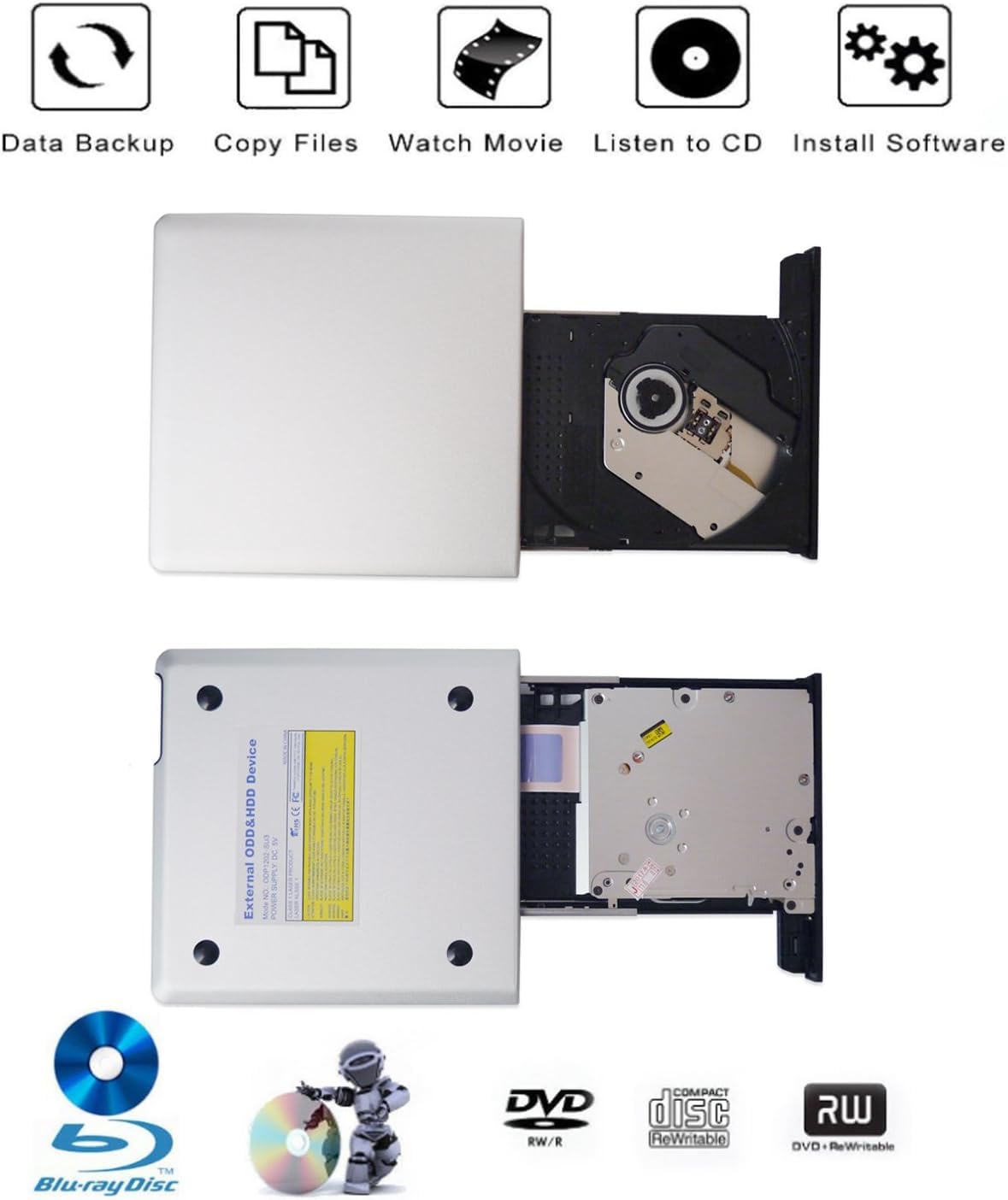 Aluminum External USB 3.0 and USB C 4K Blu-Ray Writer M311