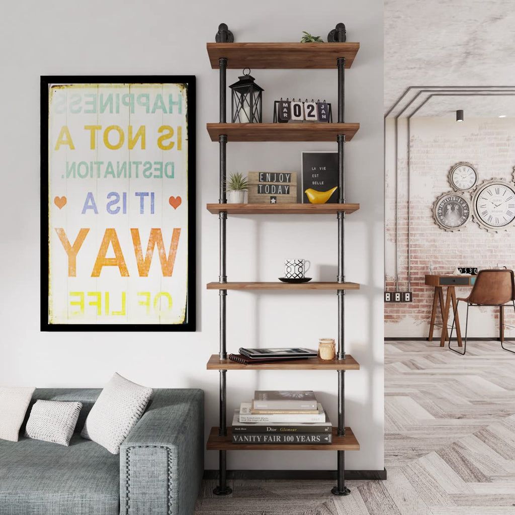 Industrial Pipe 6 Tier Bookshelf C974