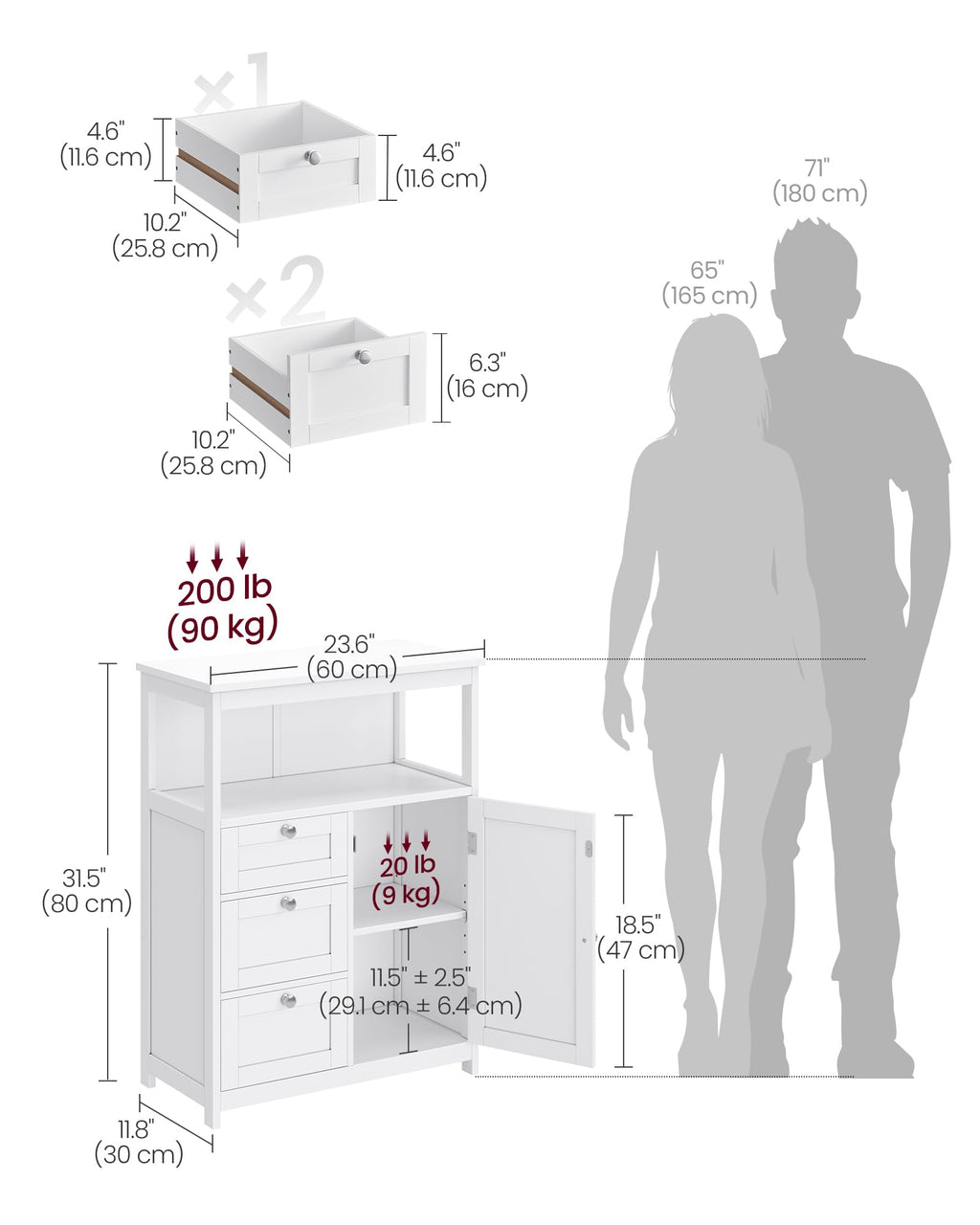 Bathroom Storage Cabinet with 3 Drawers C9848
