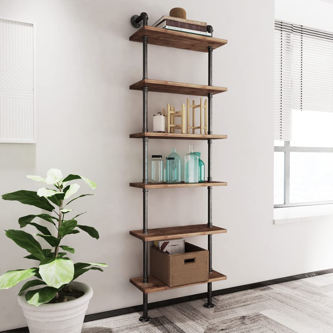Industrial Pipe 6 Tier Bookshelf C974