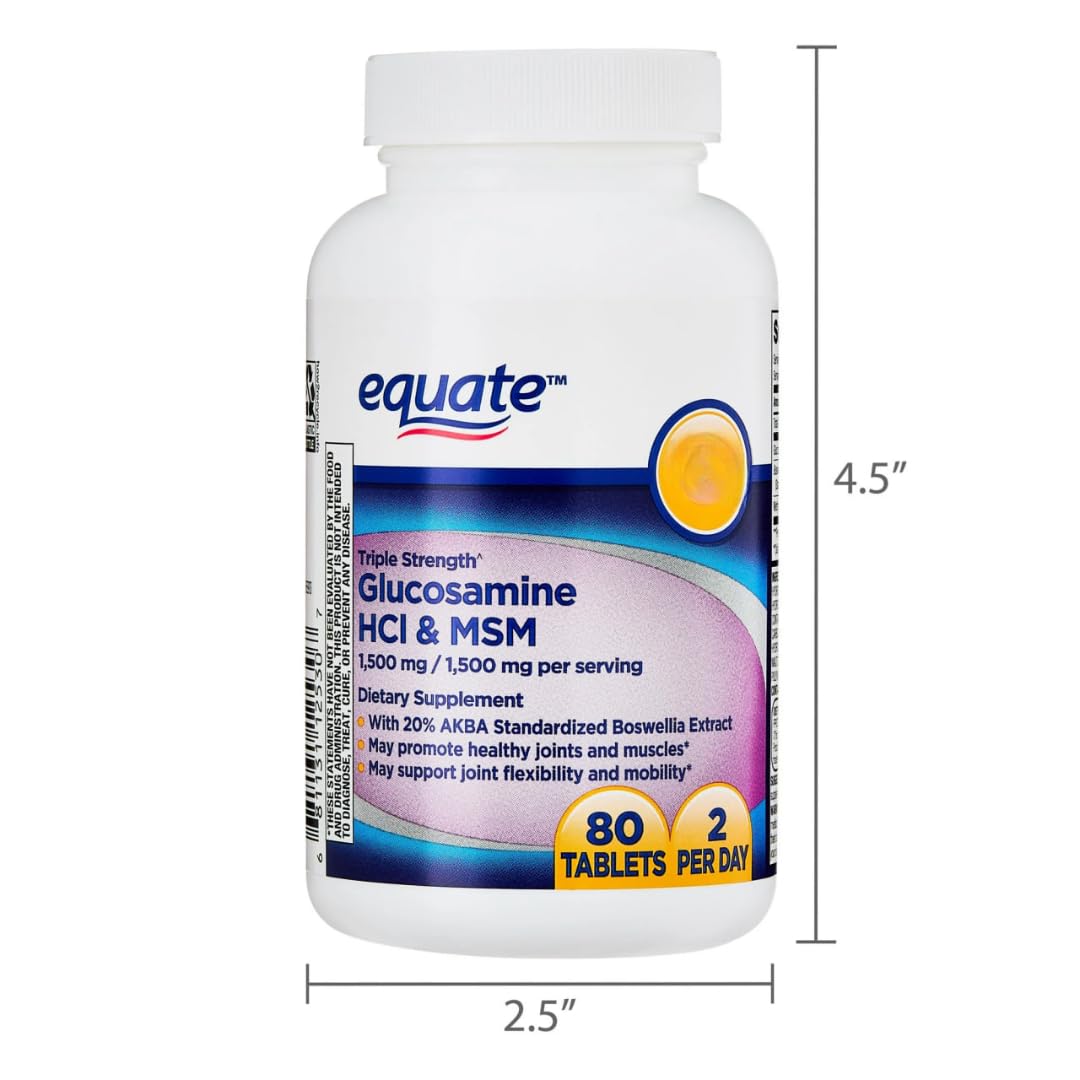 Glucosamine 1500mg MSM 1500mg Boswellia Extract Tablets, 80 Count F994720