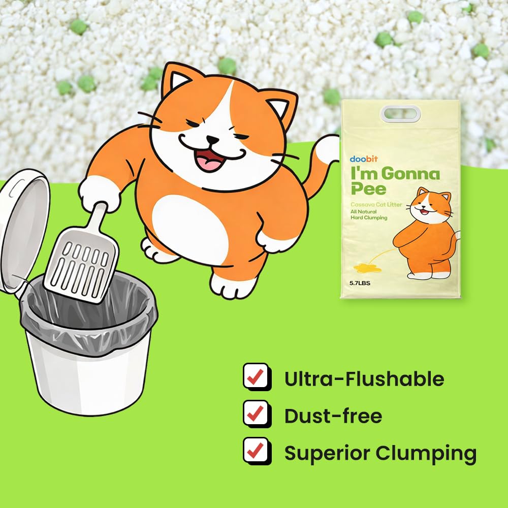 Cassava Cat Litter, Odor Control Dust-Free Clumping Litter I231945