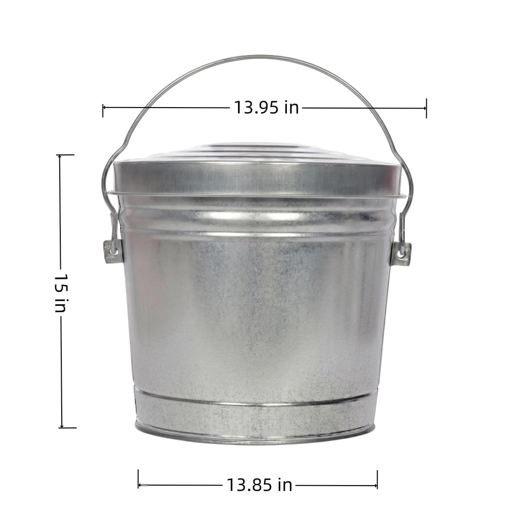 6 Gal Galvanized Steel Locking Lid Trash Can L300