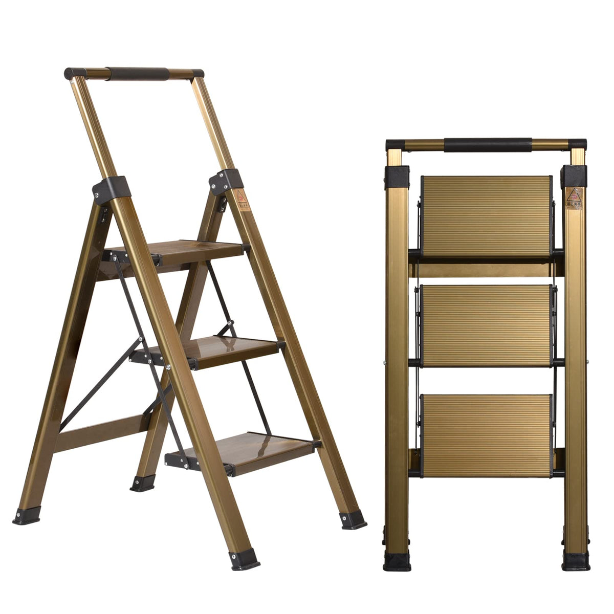 3 Step Aluminum Step Stool with Retractable Handrail L288783