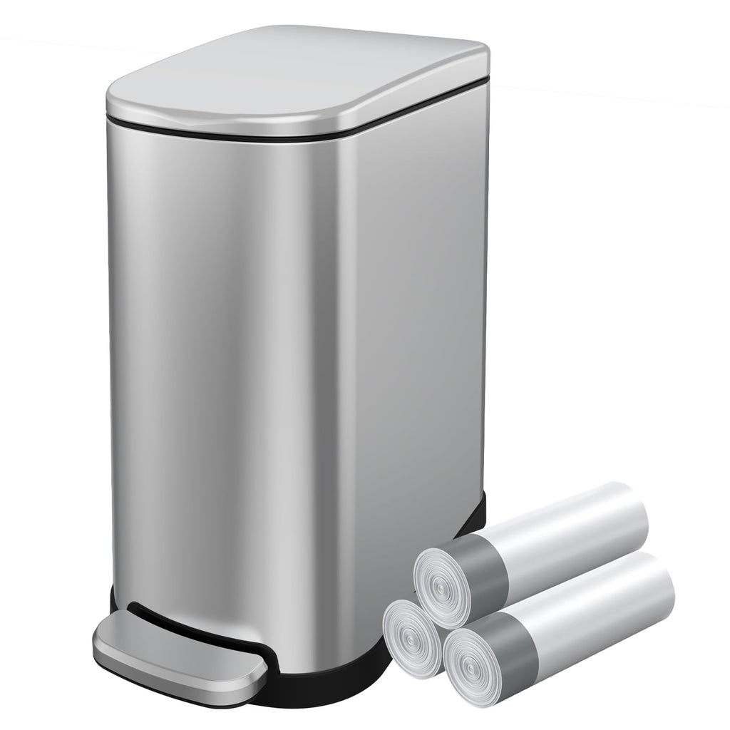 2.6 Gallon Stainless Steel Step Trash Can with Lid E4080