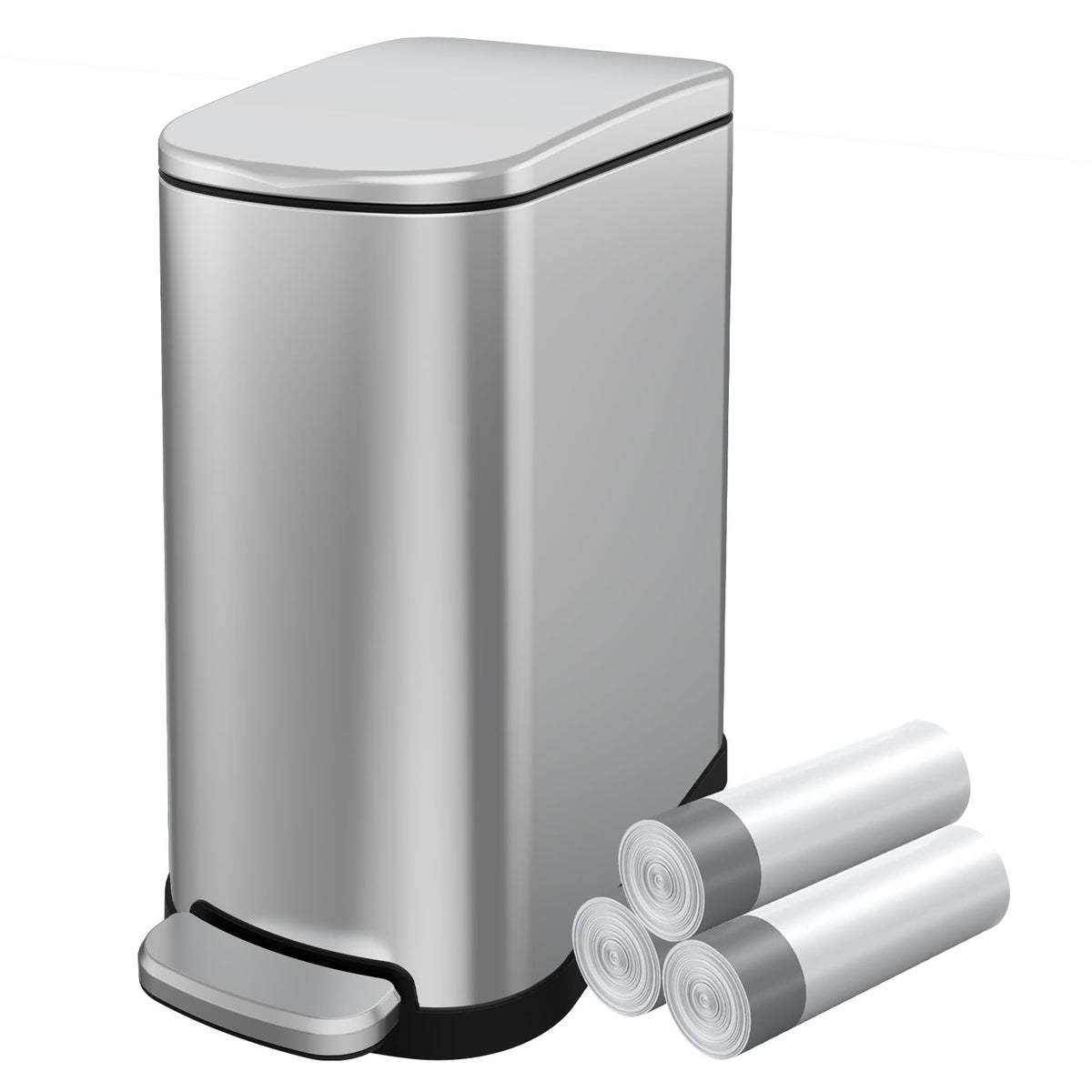 2.6 Gallon Stainless Steel Step Trash Can with Lid E4080
