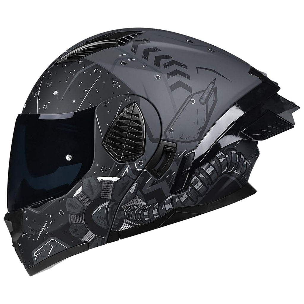 Full Face Flip Up Motorcycle Helmet Dual Visor DOT Approved P7444