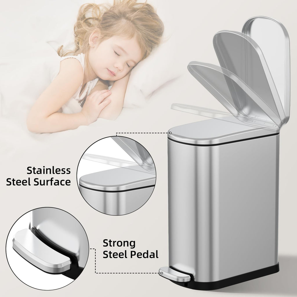 2.6 Gallon Stainless Steel Step Trash Can with Lid E4080