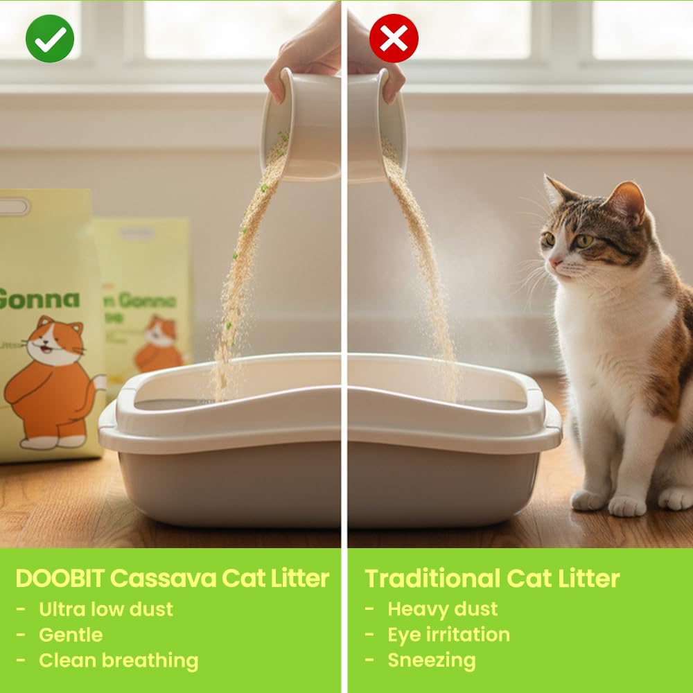 Cassava Cat Litter, Odor Control Dust-Free Clumping Litter I231945