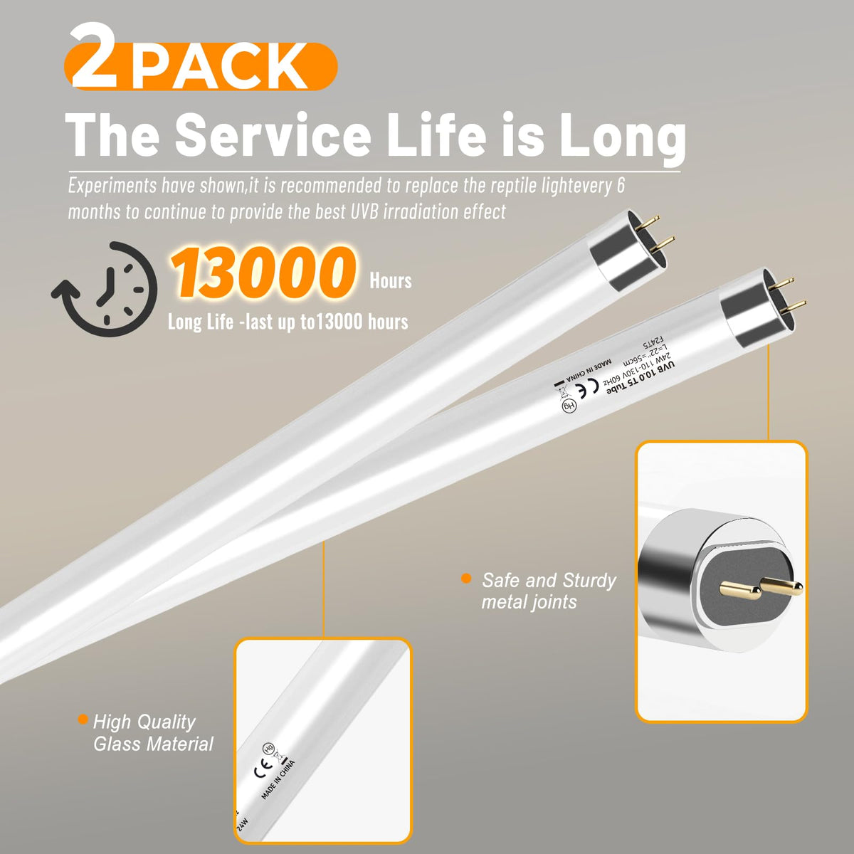 24W T5 UVB Reptile Light Fixture 22" with 2 Pack 24W UVB Bulbs F26773
