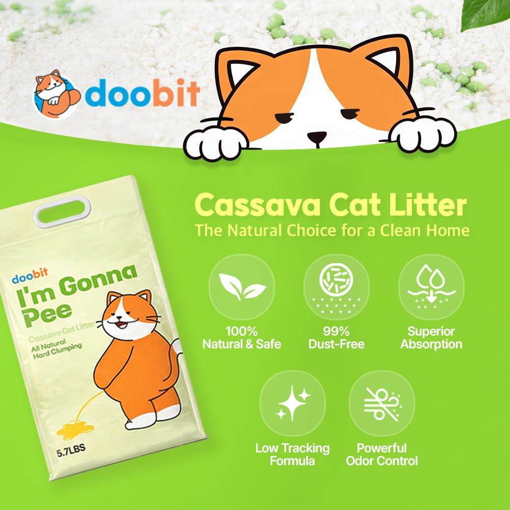 Cassava Cat Litter, Odor Control Dust-Free Clumping Litter I231945