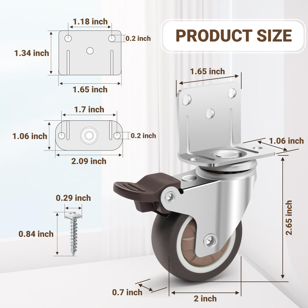 2 Inch L-Shaped Rubber Caster Set of 4 J380888
