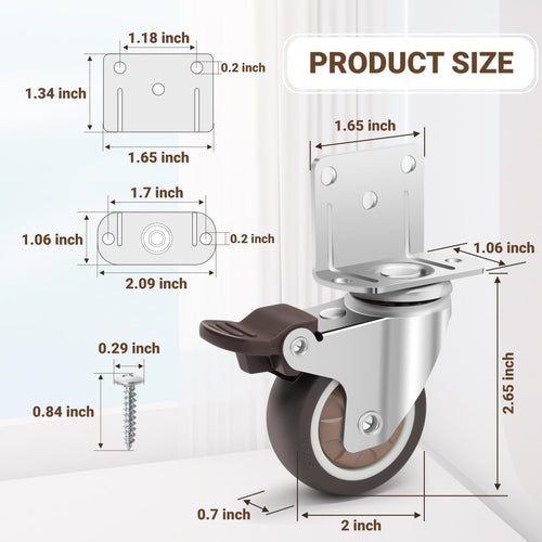 2 Inch L-Shaped Rubber Caster Set of 4 J380888