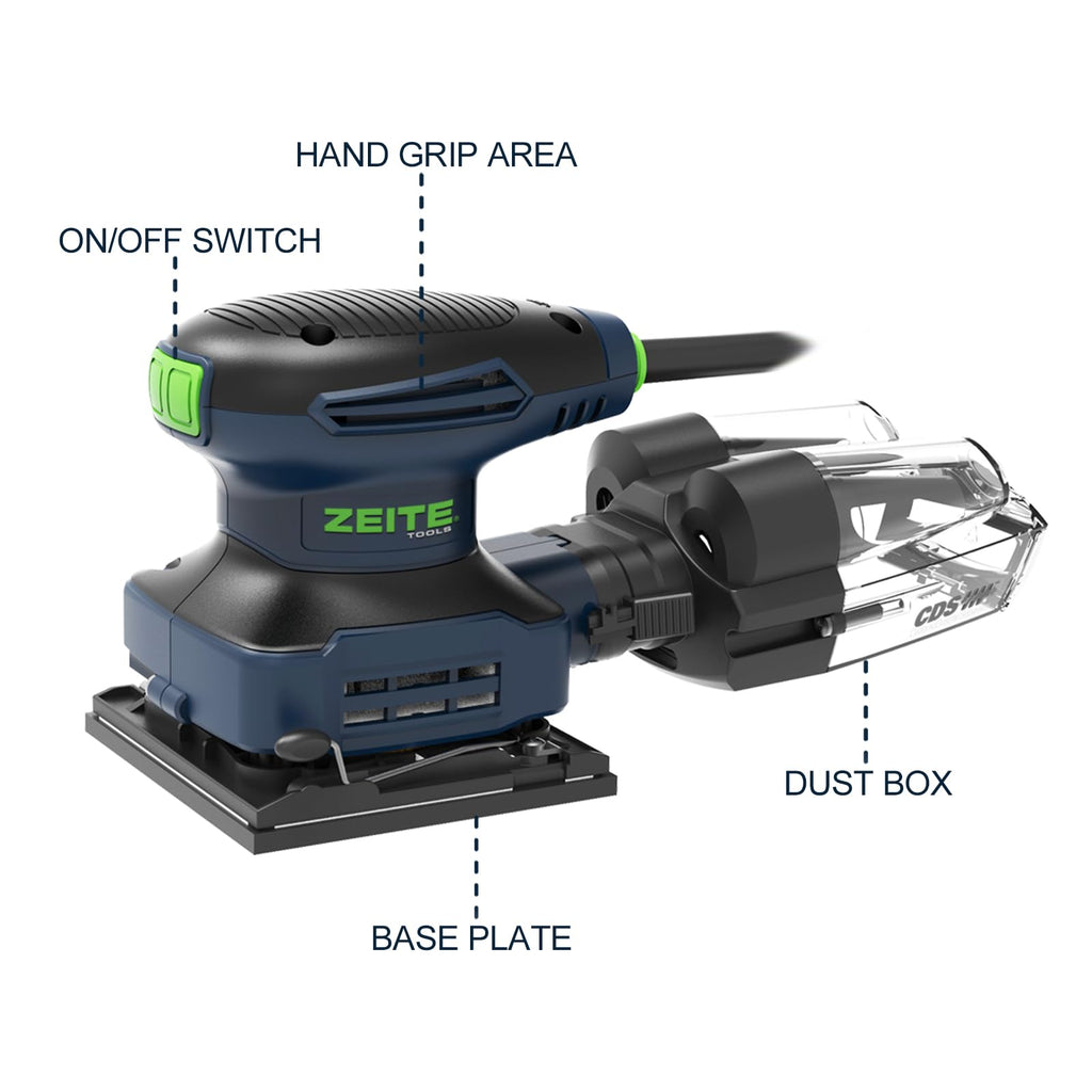 2.4 Amp 1/4 Sheet Electric Palm Sander with 12Pcs Sandpapers K96307