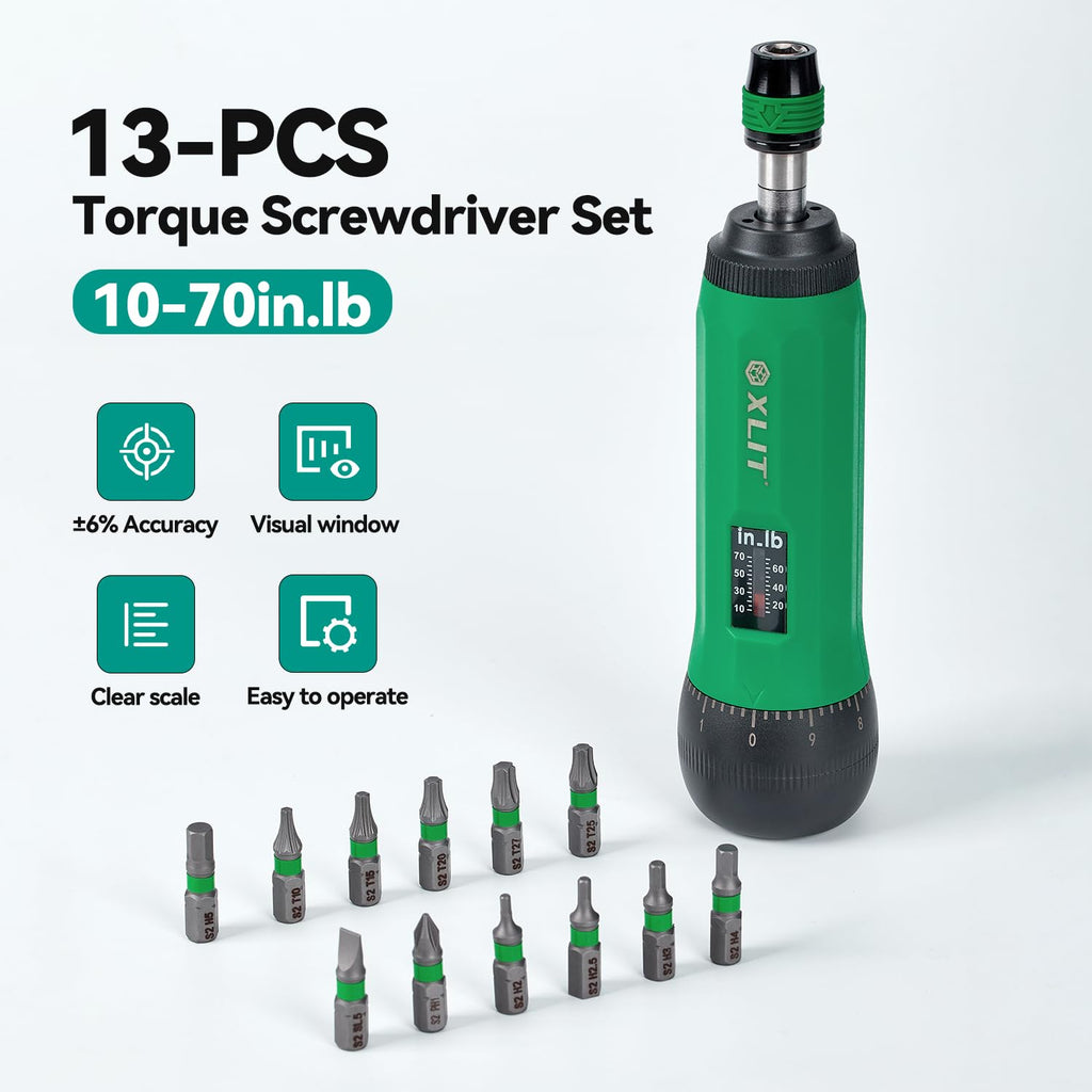 Adjustable Torque Screwdriver Set, 13-Piece 1/4" Hex Quick Release N494728