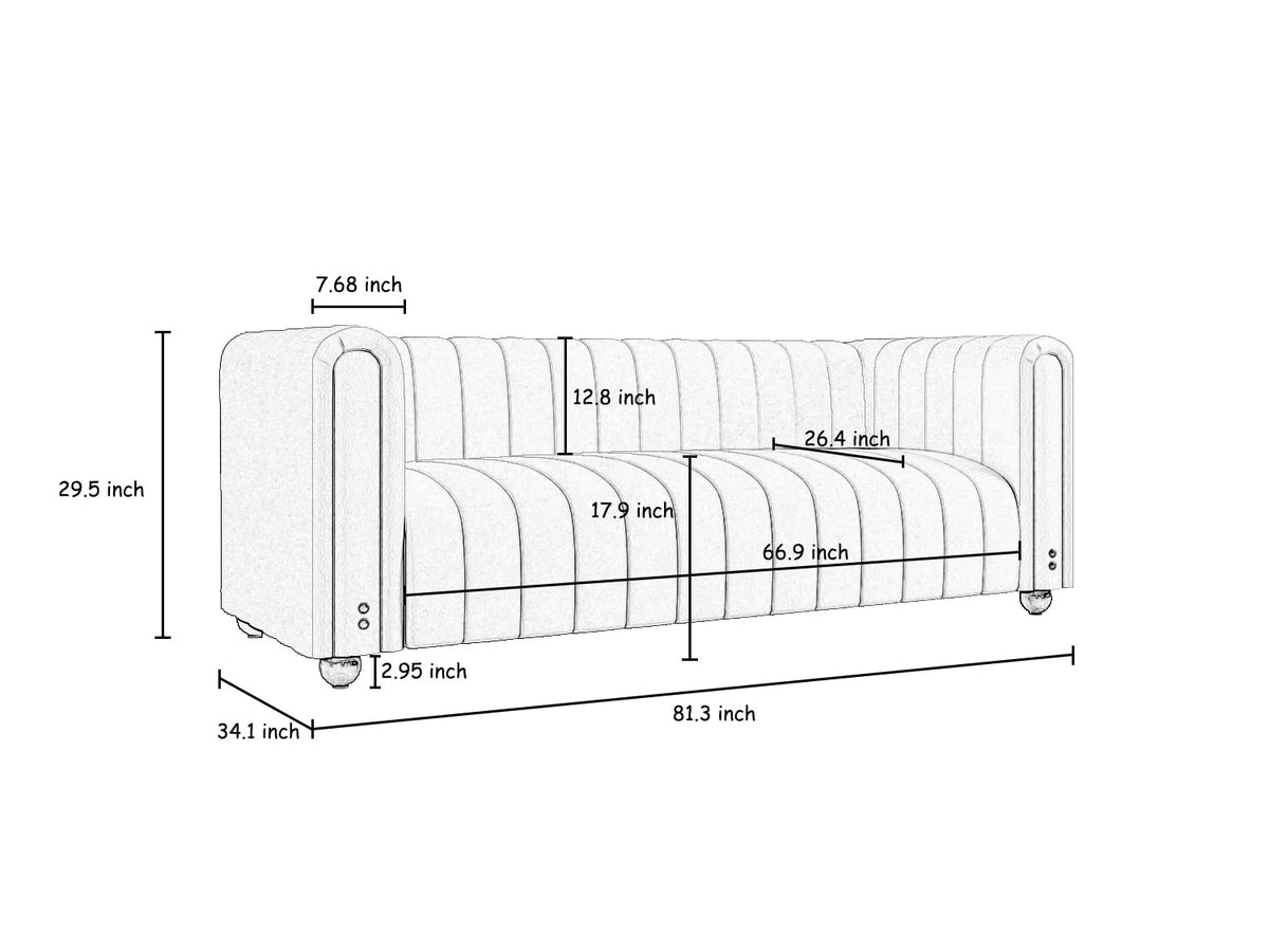 Orange Velvet Tufted 3-Seater Sofa L737984