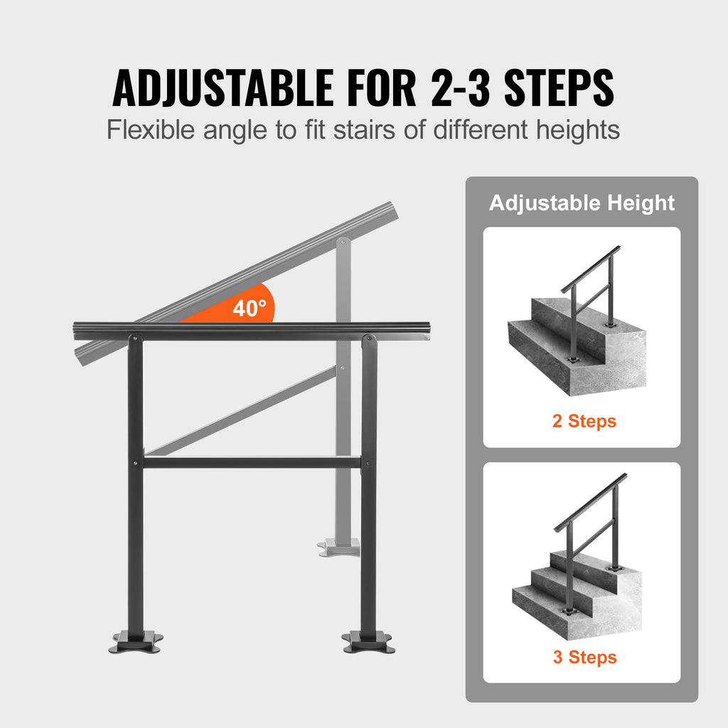 Aluminum Outdoor Stair Handrail 36 x 35 for 2-3 Steps J45307