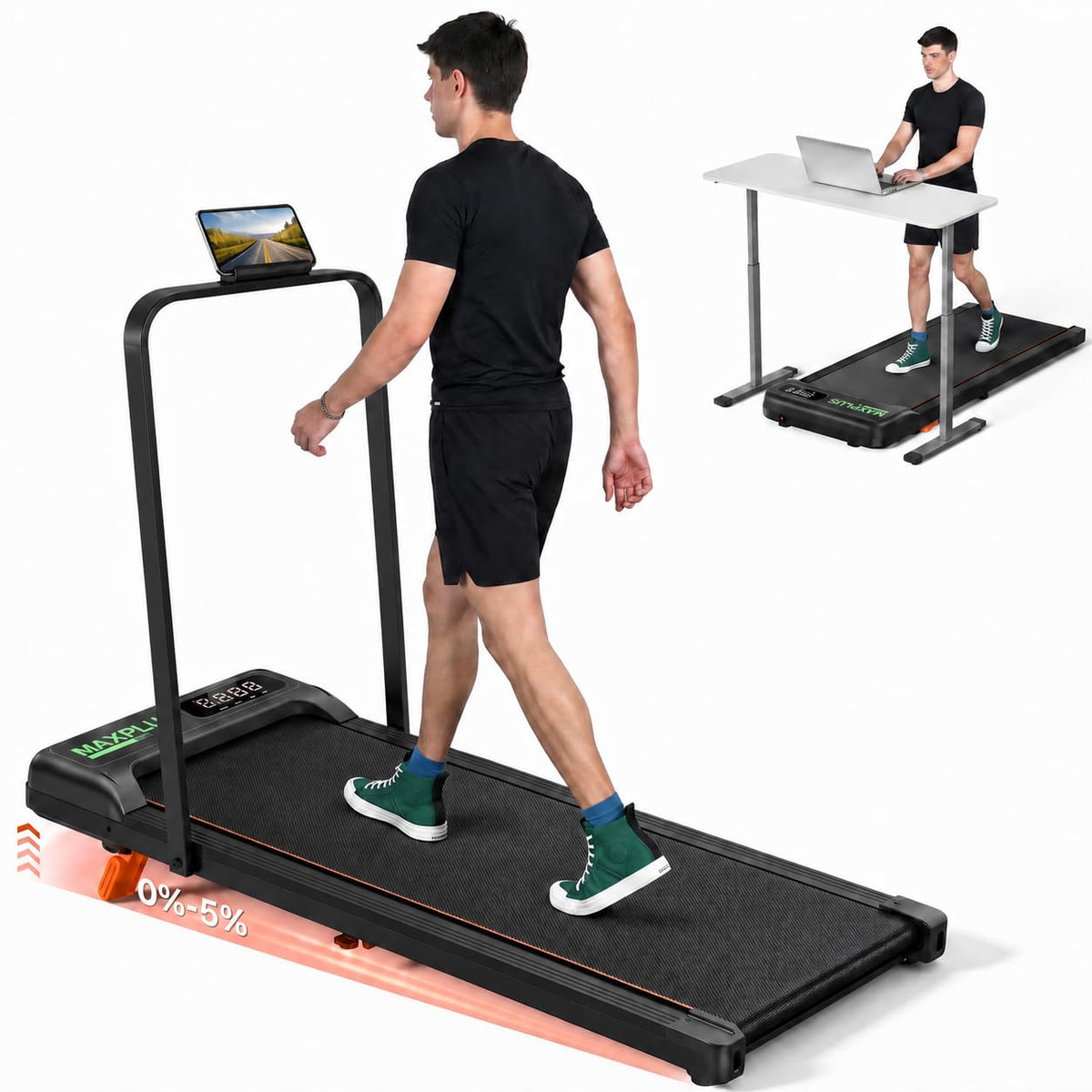 Folding Walking Pad with Incline, 2 in 1 Portable Under Desk Treadmill N60202