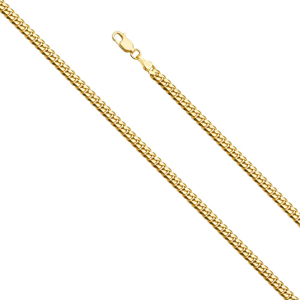 14k Yellow Gold Solid Cuban Curb Chain Necklace C578