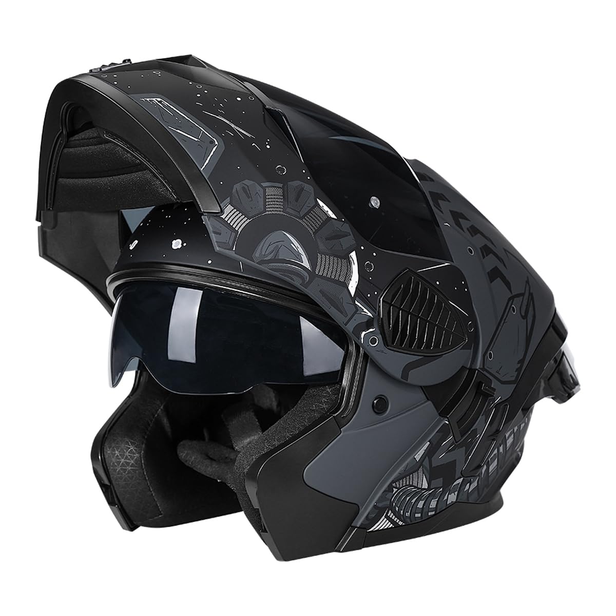 Full Face Flip Up Motorcycle Helmet Dual Visor DOT Approved P7444