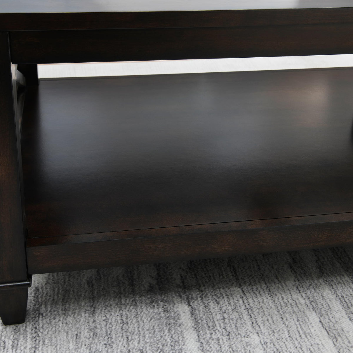 45.5"W Solid Wood Glass Coffee Table E2803