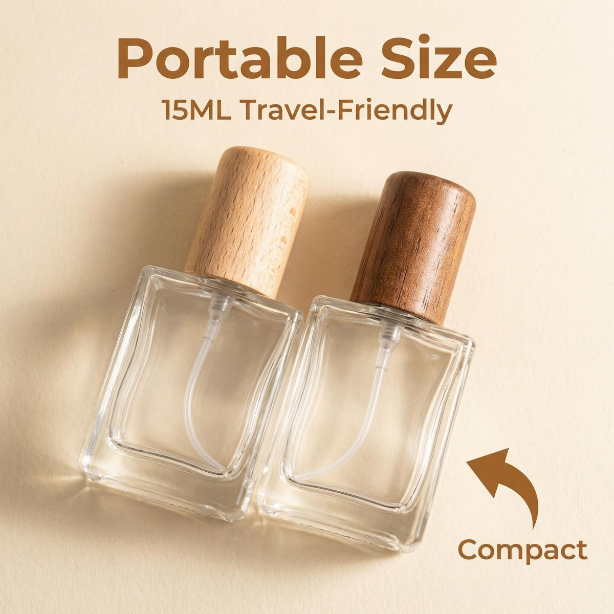 2 Pcs 15ml Clear Mini Glass Perfume Bottle with Wood Lid L164