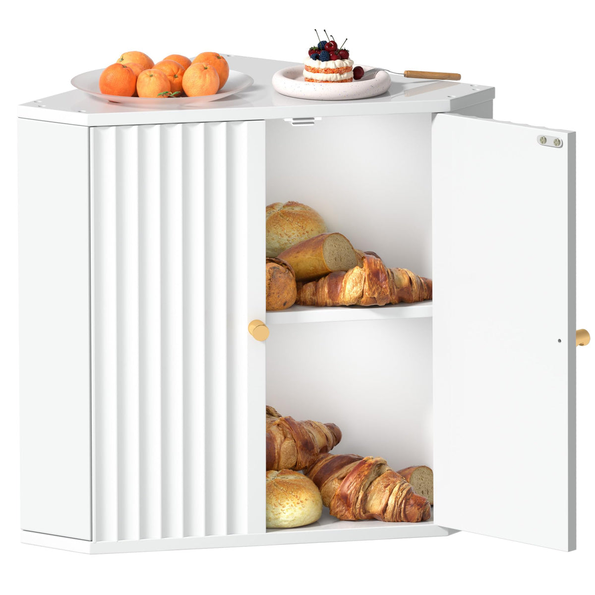 Large White Bamboo Bread Box K28278