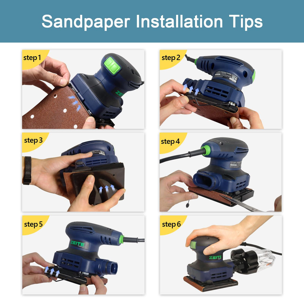 2.4 Amp 1/4 Sheet Electric Palm Sander with 12Pcs Sandpapers K96307