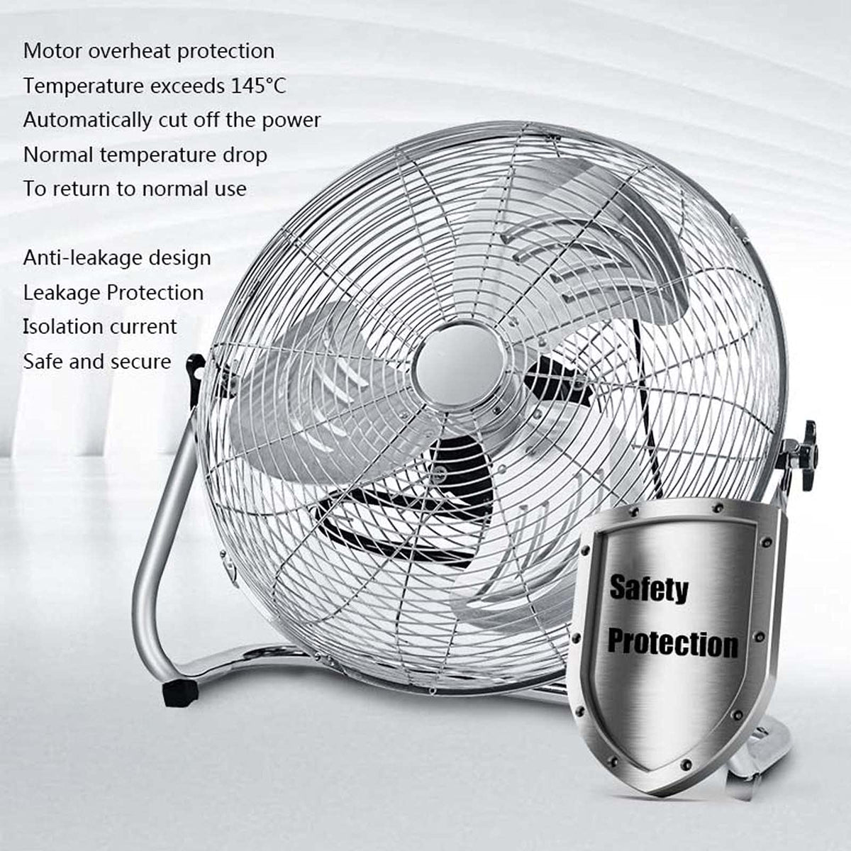 18 Inch 3 Speed Adjustable Tilt Metal Floor Fan O898