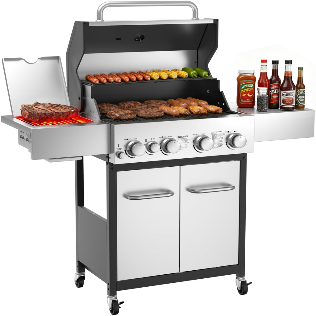 4 Burner Gas Grill with Infrared Side Burner X740