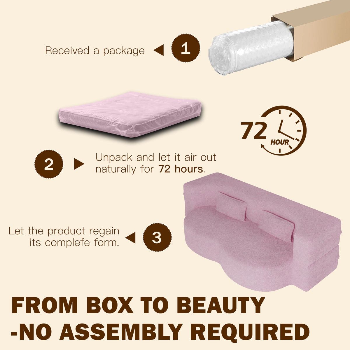 78" Full Size Pink Folding Sofa Bed K847565