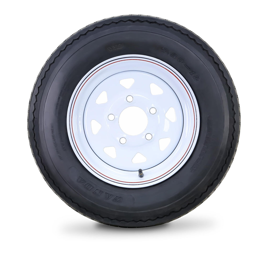 5.30-12 Trailer Tire Wheel 6-Ply White Spoke Rim L73026