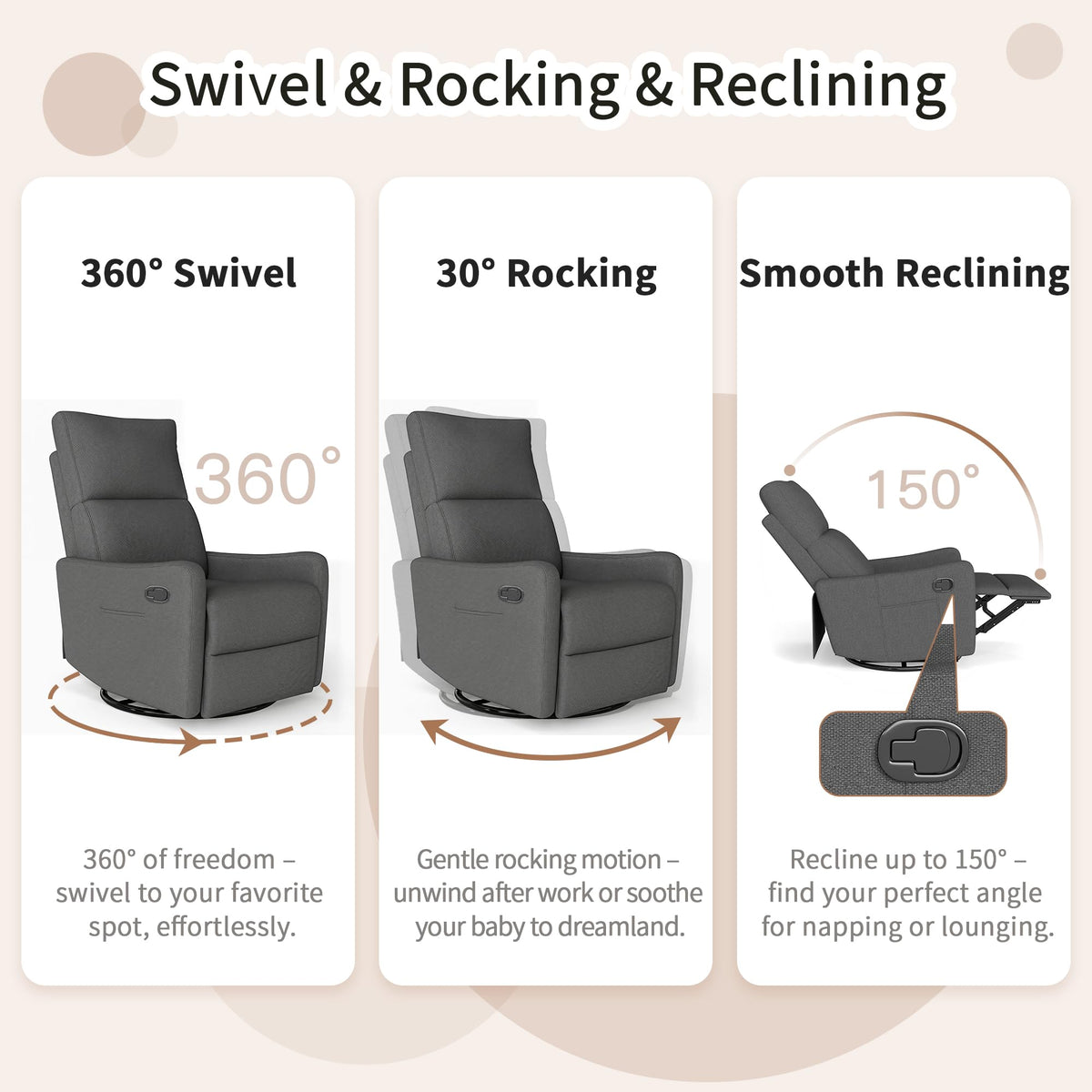 Manual Swivel Rocker Recliner Chair U1709
