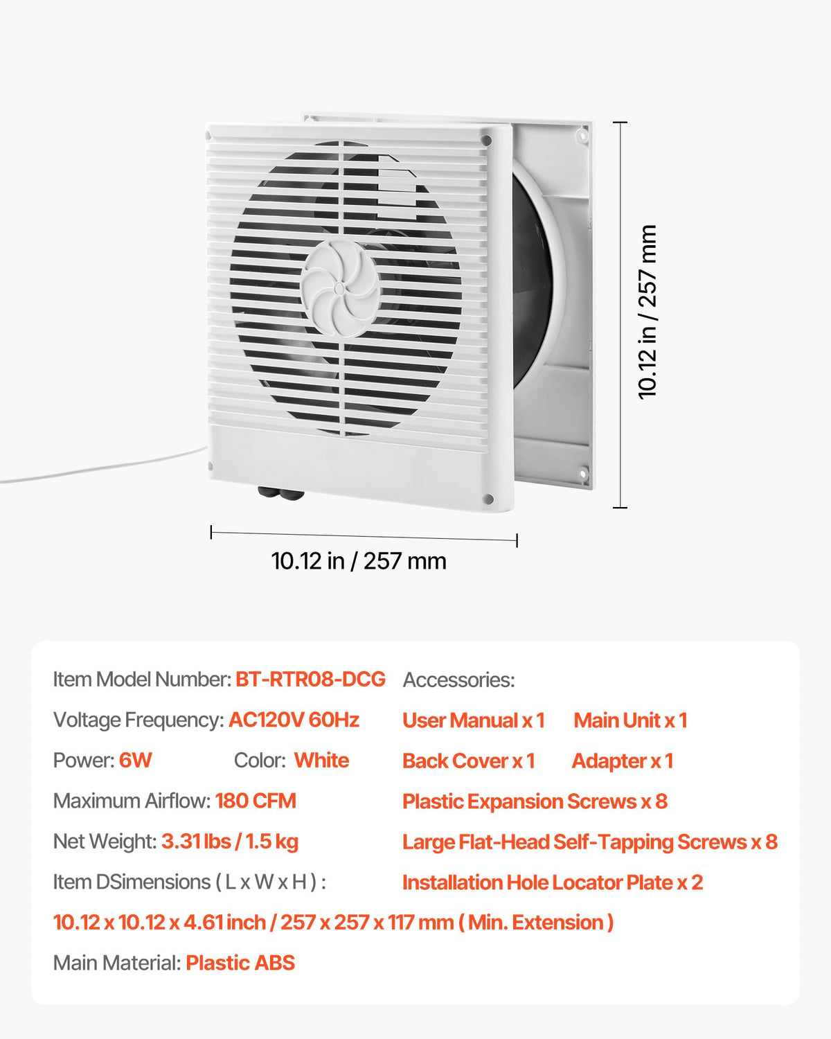 8" Two-Way Through-the-Wall Ventilation Fan Y217
