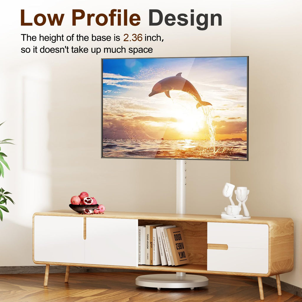White Rolling TV Stand with Wheels K13459