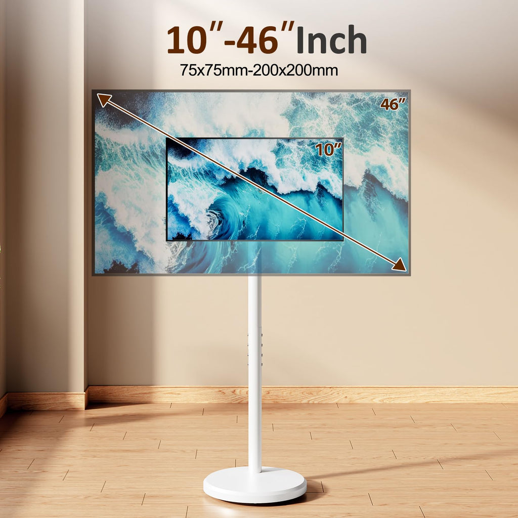 White Rolling TV Stand with Wheels K13459