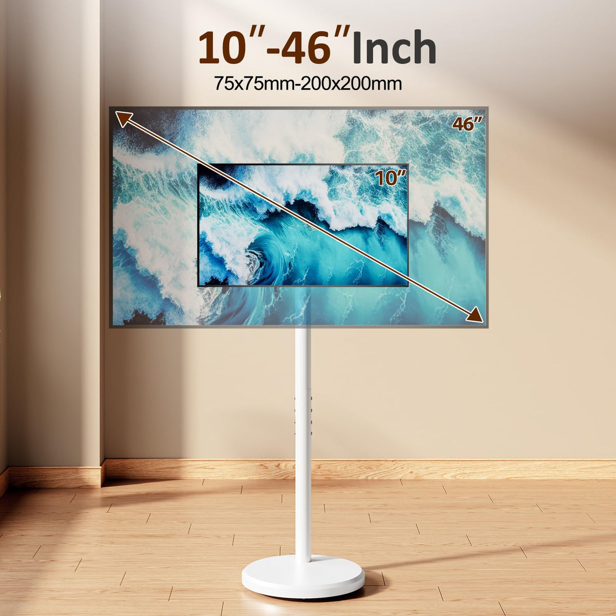 White Rolling TV Stand with Wheels K13459