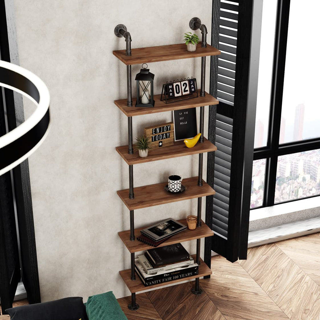 Industrial Pipe 6 Tier Bookshelf C974