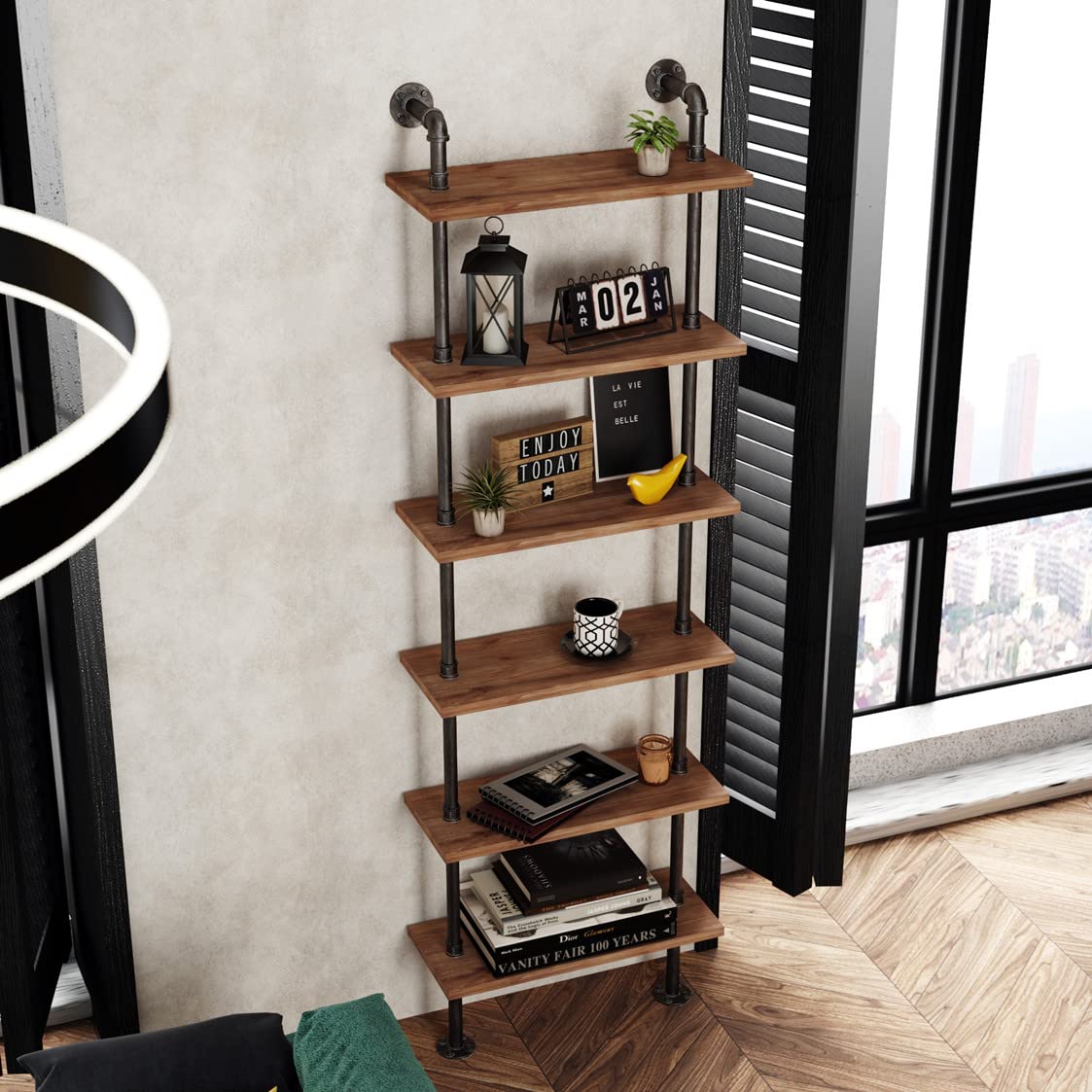Industrial Pipe 6 Tier Bookshelf C974