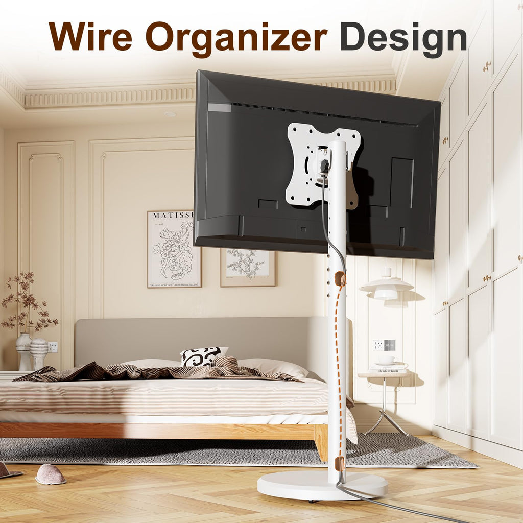 White Rolling TV Stand with Wheels K13459