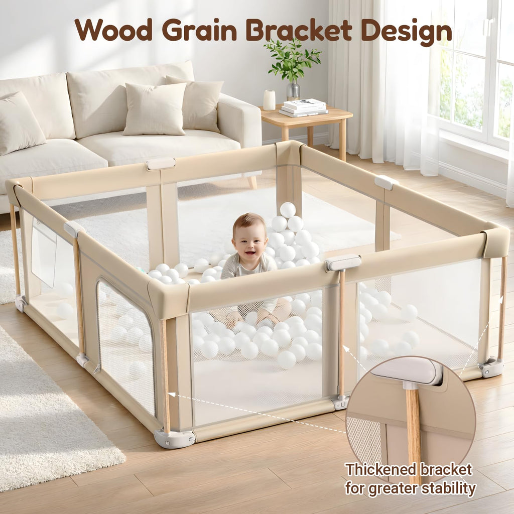 Foldable Baby Playpen with Mat, Mesh and Storage Bag F419