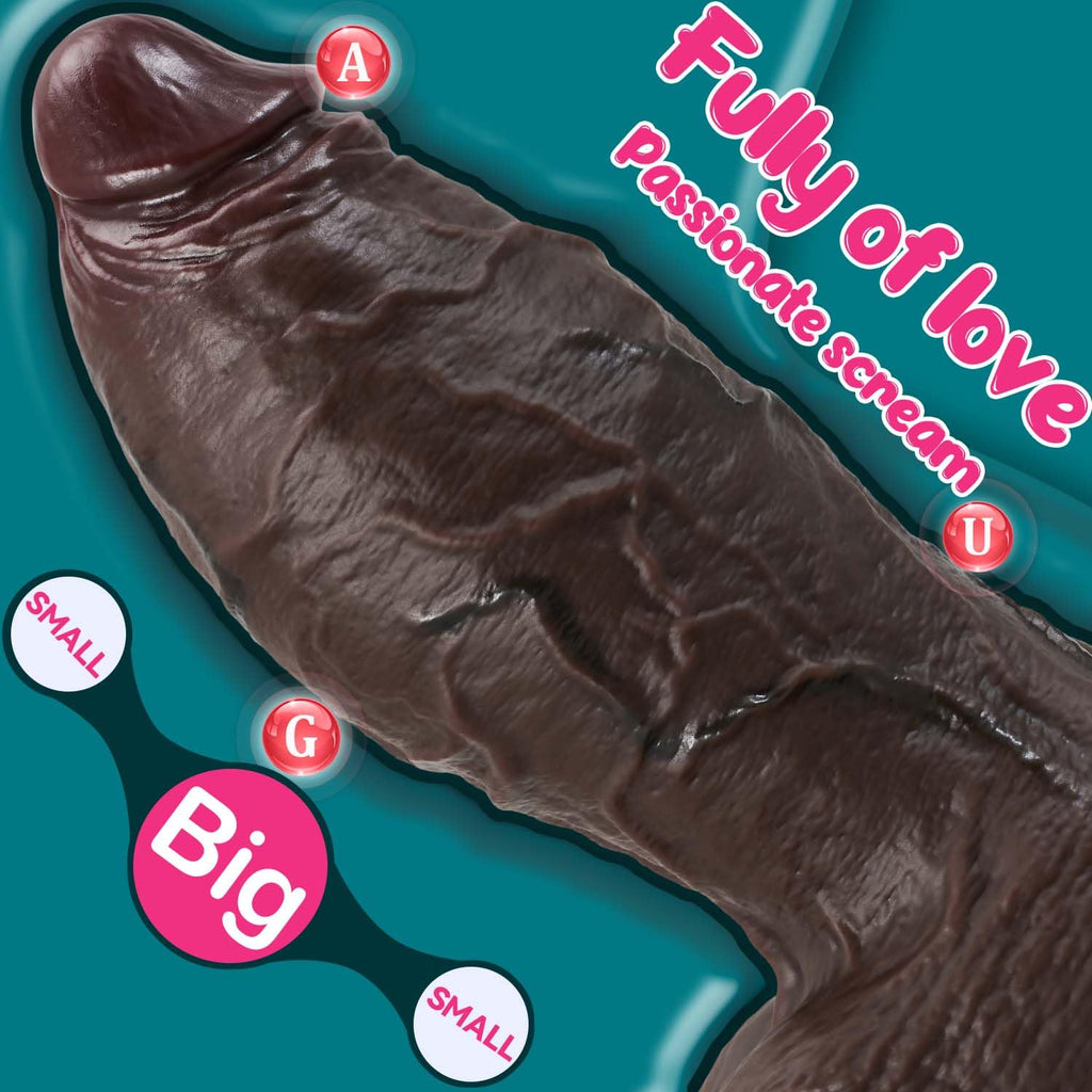 9.4 Inch Girth Black Curved Dual Density Dildo with Suction Cup Y677