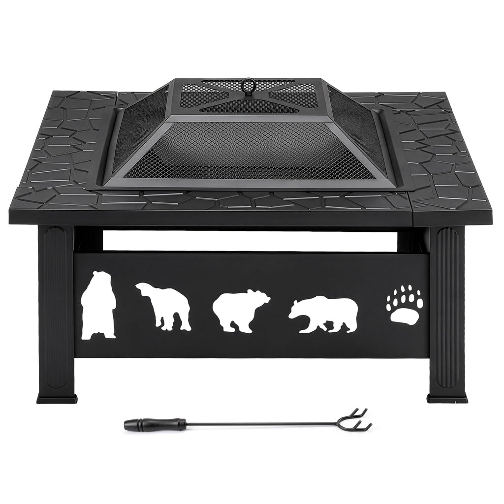 32 Inch Square Wood Burning Fire Pit Table I33024