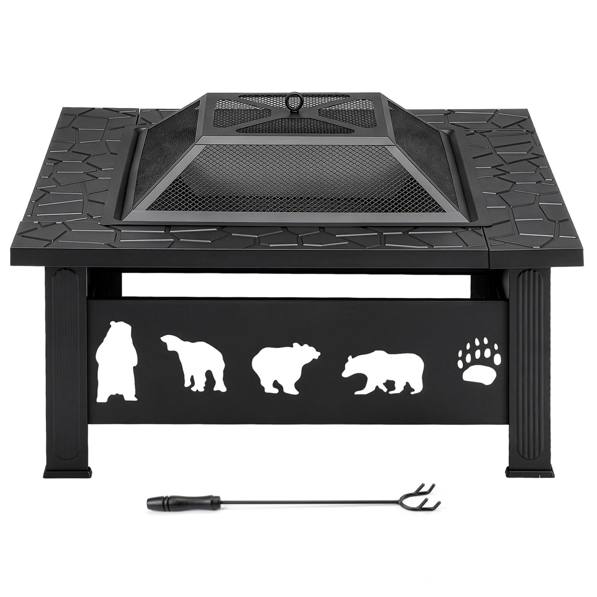 32 Inch Square Wood Burning Fire Pit Table I33024