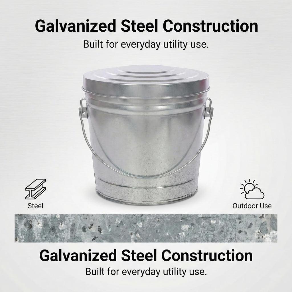 6 Gal Galvanized Steel Locking Lid Trash Can L300
